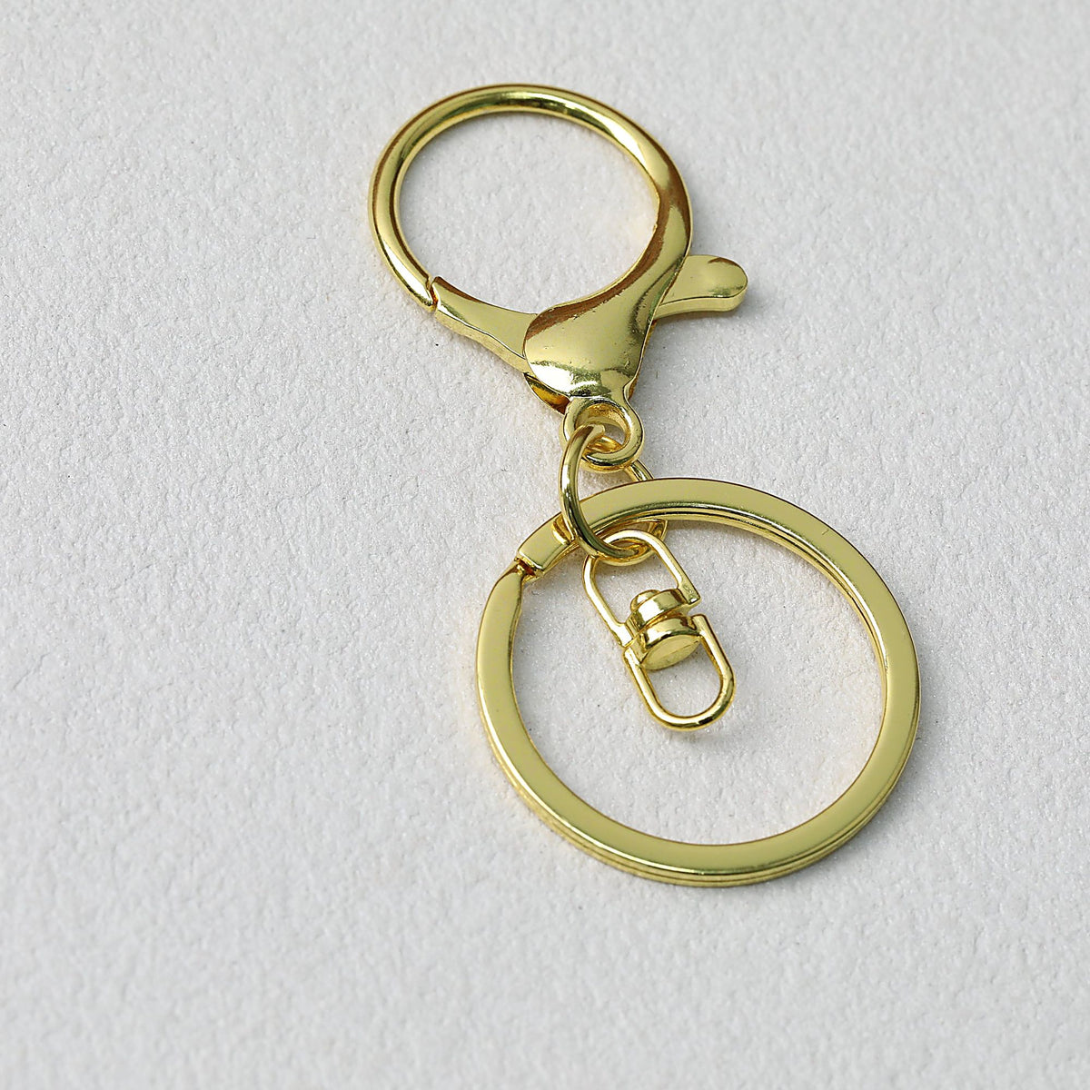 Zinc Alloy Lobster Clasp Keychain Hardware with Split Ring - Gold