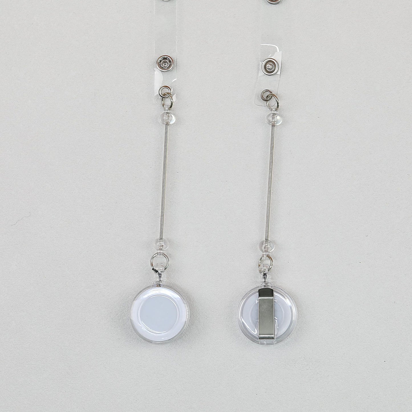Beadable Badge Reels Retractable ID Keychain Clip - Transparent white
