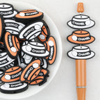  Orange White CC Top Hat Silicone Focal Beads 20Pcs