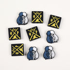 Silicone Focal Beads Witch Magician Black Yellow Symbols 20pcs 3