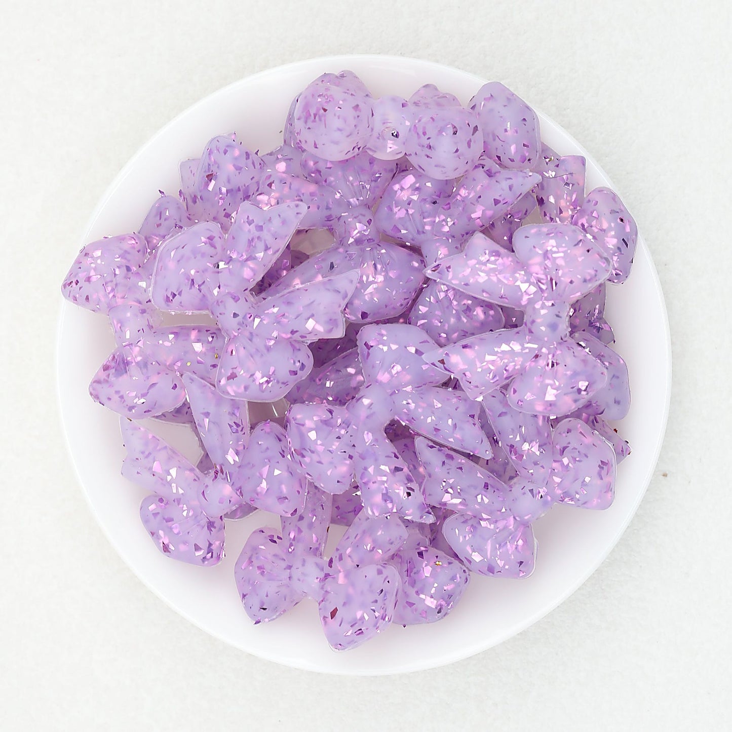 Sparkling Bow Shaped Silicone Focal Beads Glitter Effect 20pcs - Color 5