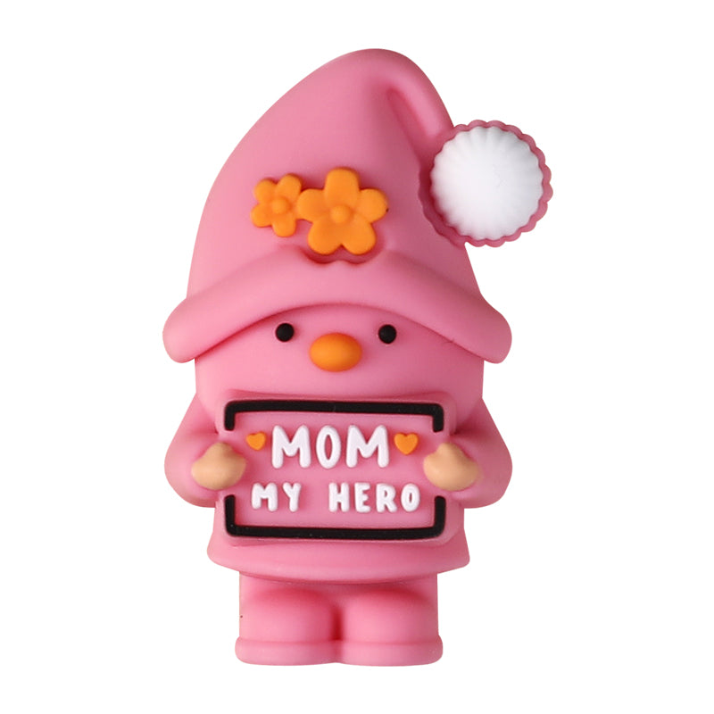 Silicone 3D Focal Beads Mothers Day Pink Hat Gnome Holding Sign 11