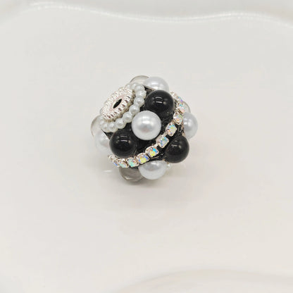 Rhinestone Bubblegum Beads 18mm Pearl Encrusted Round 4pcs 11