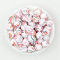 15mm Printed Pattern Silicone Beads Colorful Design 50pcs - Rainbow