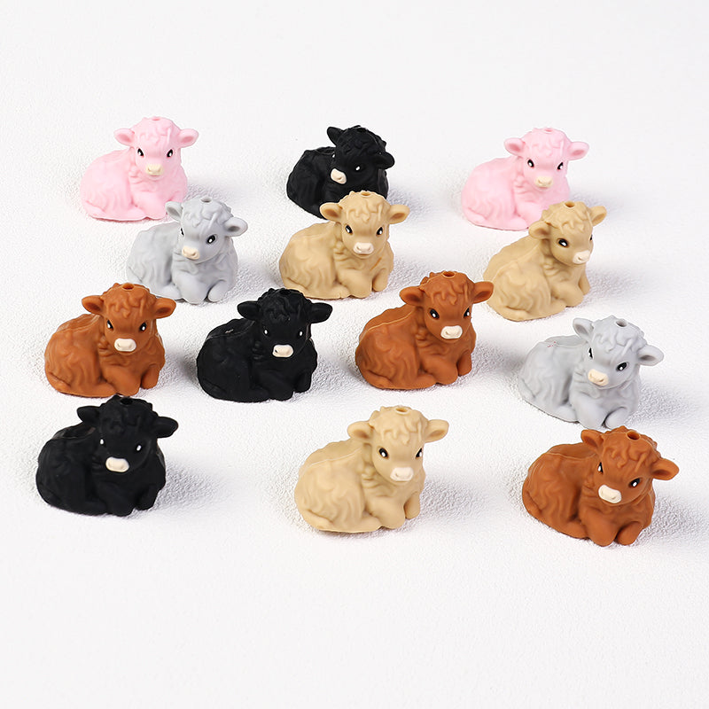 3D Lying Smiling Calf Silicone Focal Beads 20Pcs  3