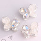 3pcs 20mm Irregular Crystal Rhinestone Butterfly Beads Silver Tone 9