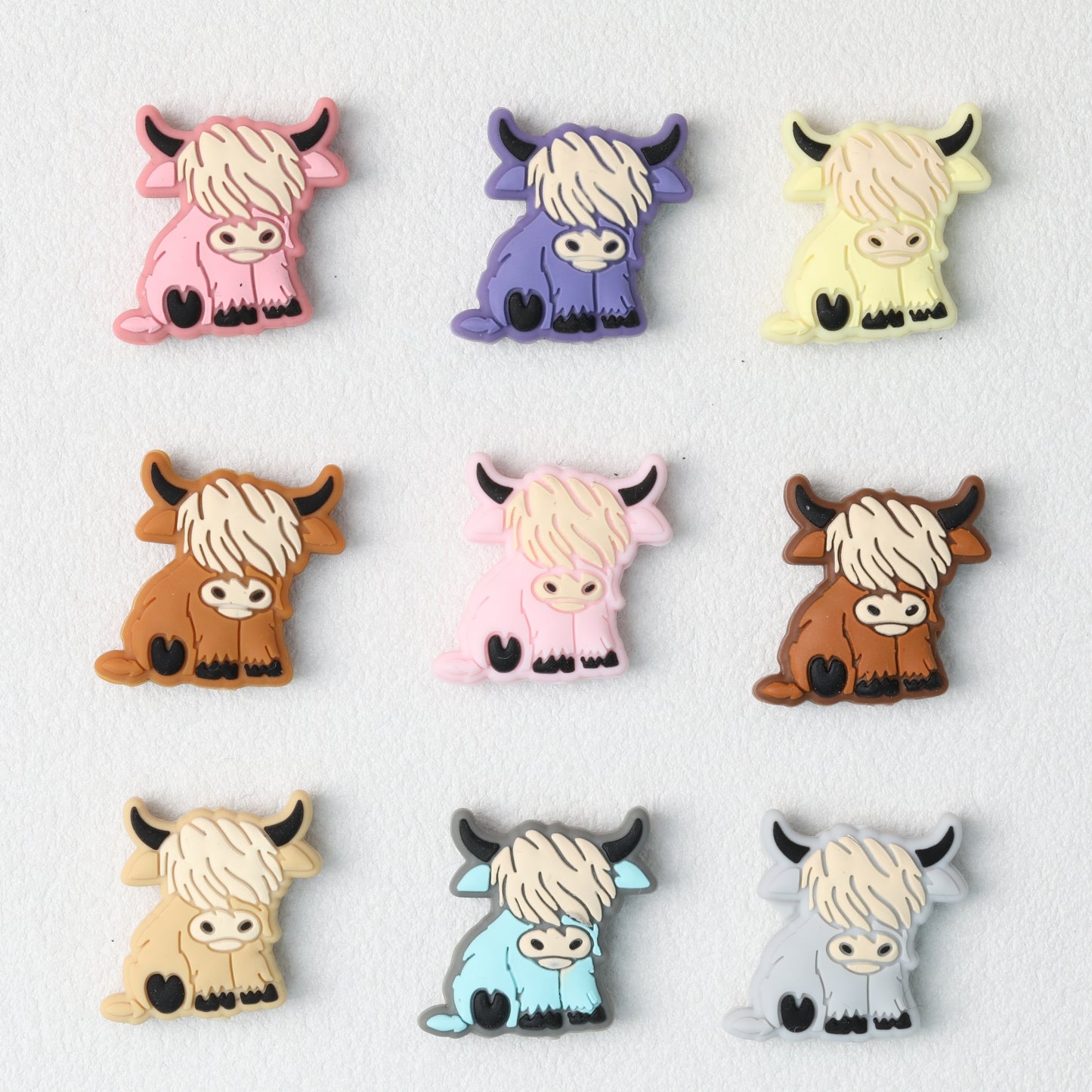 Highland Cow Silicone Focal Beads Colorful 20pcs 2