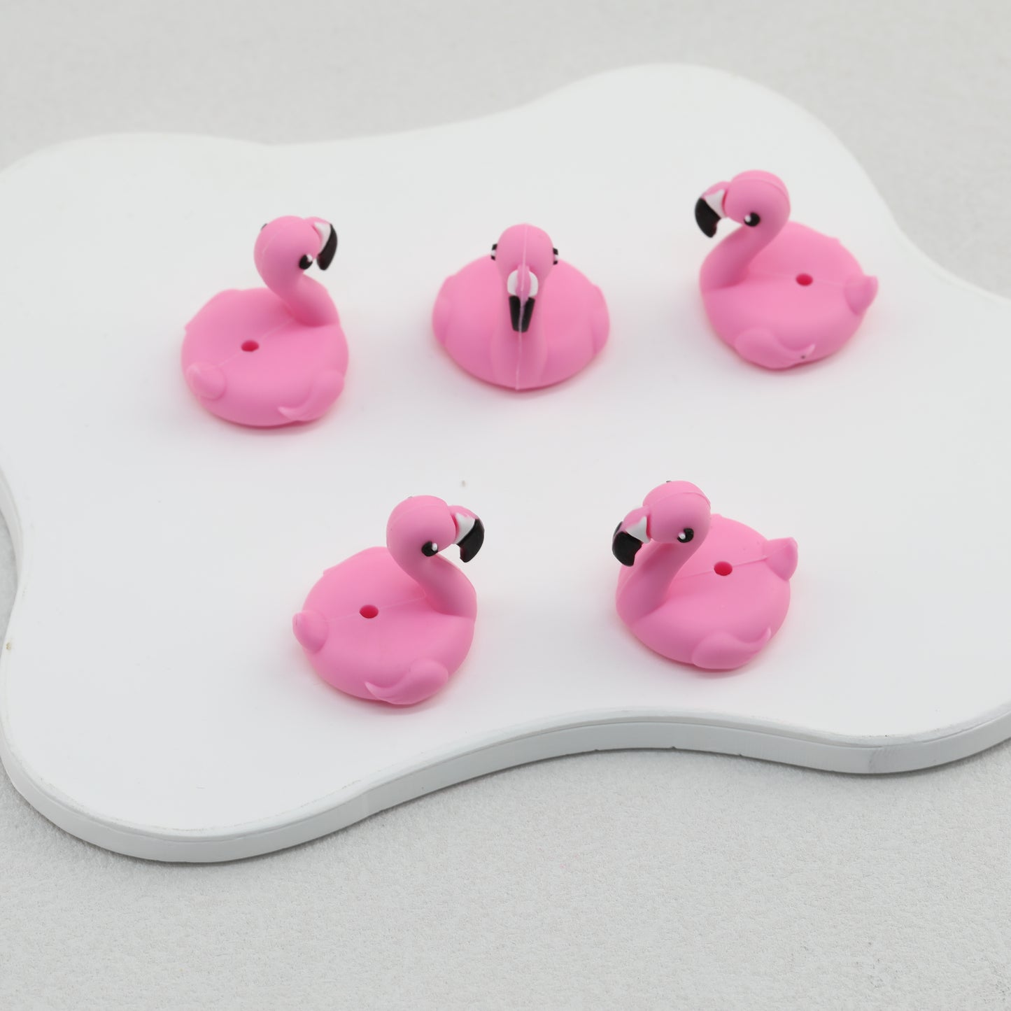 Pink 3D Flamingo Silicone Focal Beads 20 pcs 2