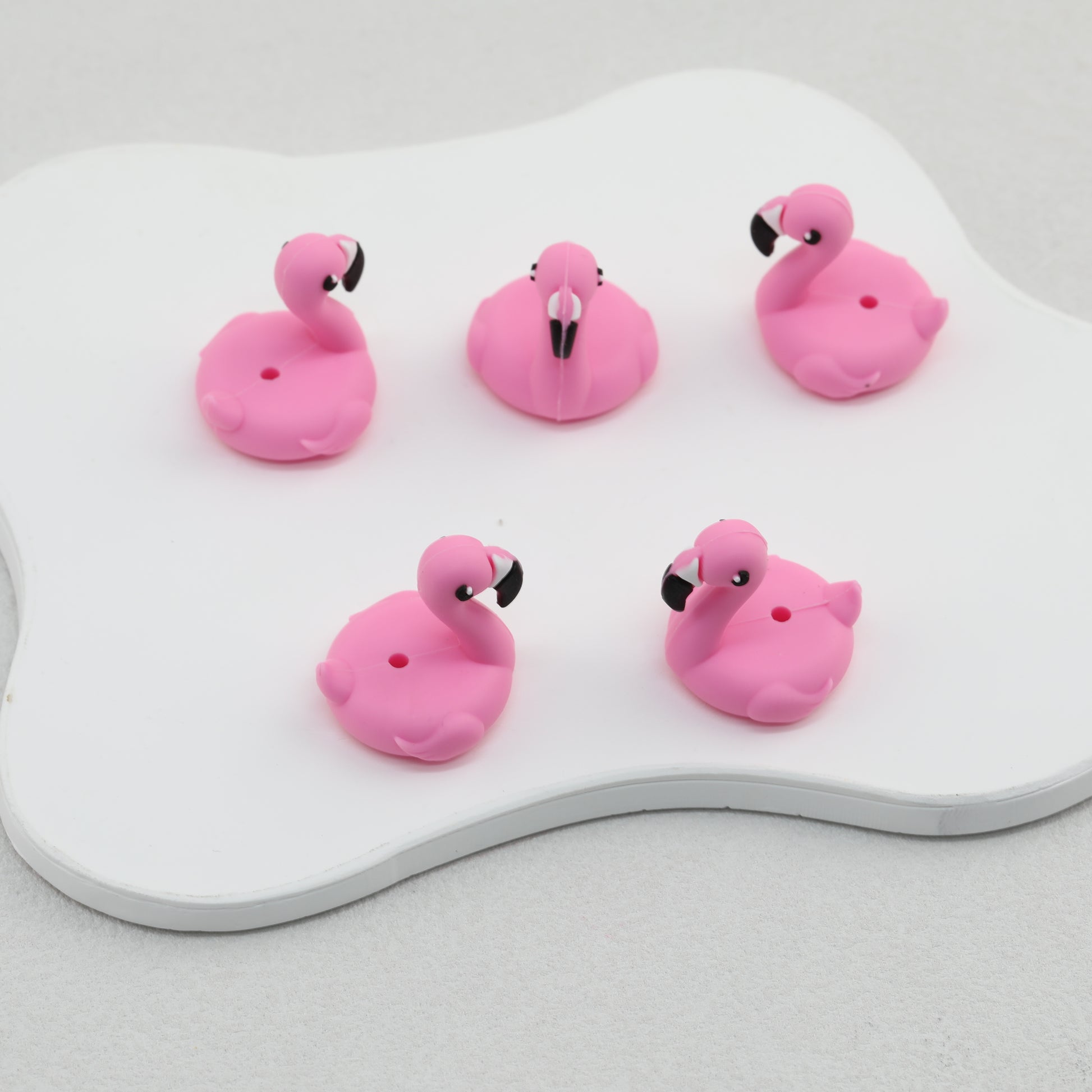 Pink 3D Flamingo Silicone Focal Beads 20 pcs 2