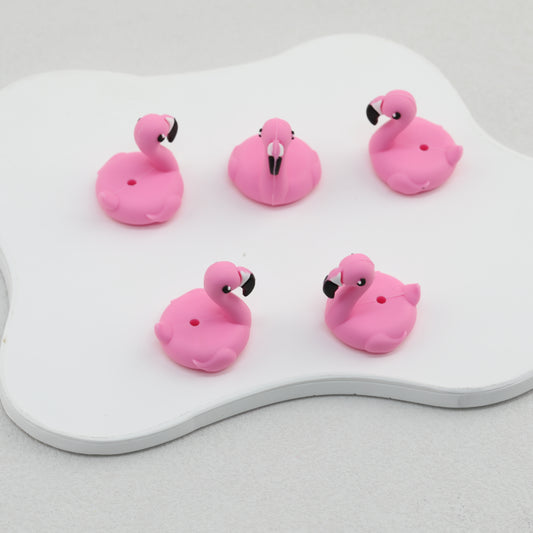 Pink 3D Flamingo Silicone Focal Beads 20 pcs 2