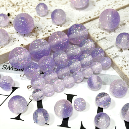 Dual Tone 8mm Round Resin Opal Beads Sparkling Glitter Finish 50pcs 13
