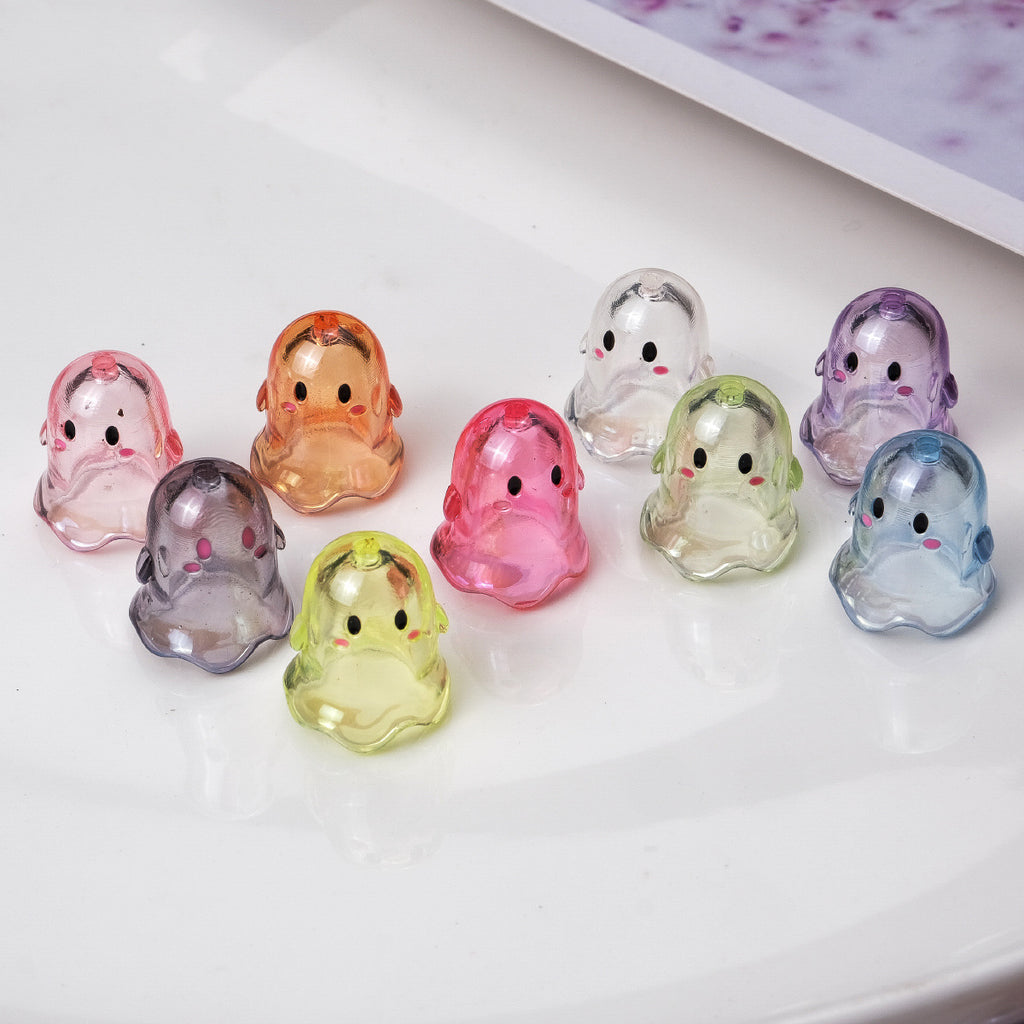 Transparent Ghost Acrylic Beads 17mm Pastel Colors 50pcs