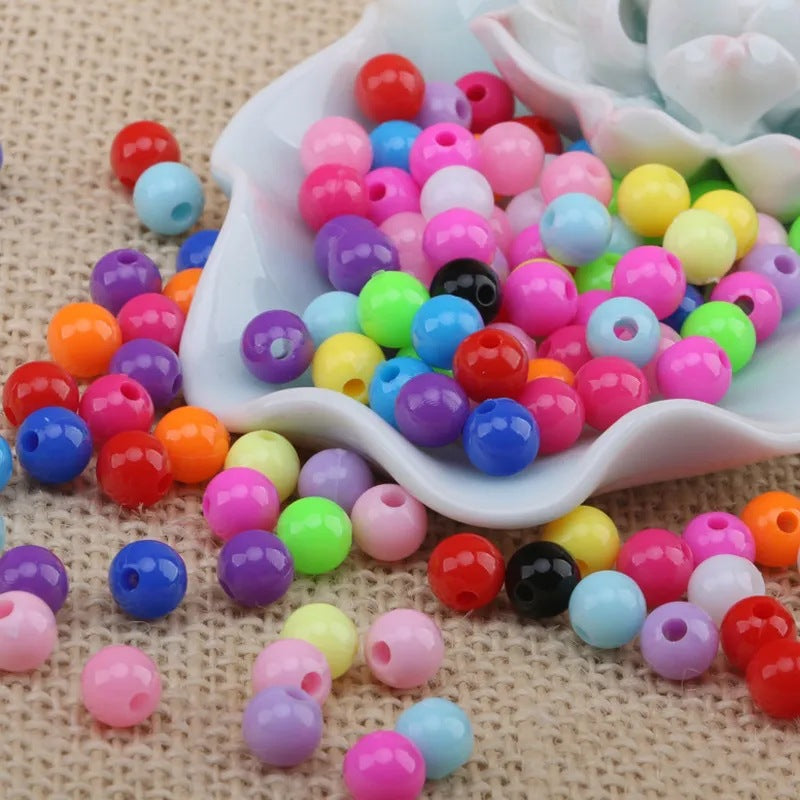 Solid Color Round Acrylic Beads 8mm 100g 4