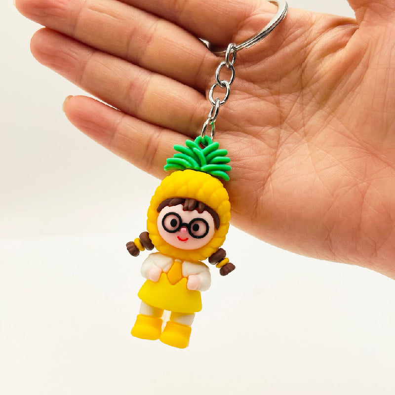 PVC Fruit Girl Keychain Soft Rubber Cartoon Character Charm 9