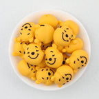 Cute Bear Head 3D Silicone Focal Beads Yellow Face 20pcs