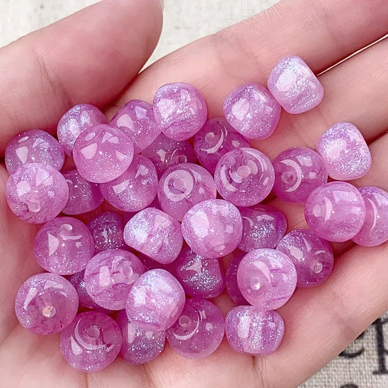 Glitter Powder Apple Resin Beads 8mm Sparkling Colors 30pcs 2