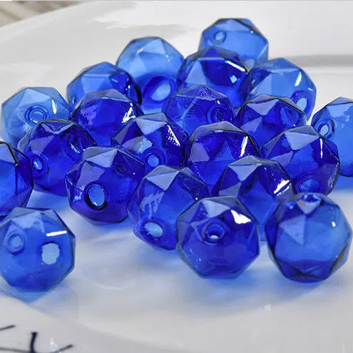 Transparent Faceted Hollow Polygonal Glass Beads 16mm 10pcs 4