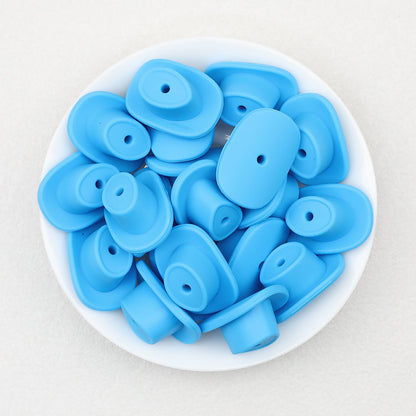 Western Style Silicone Cowboy Hat Focal Beads 20pcs - Blue