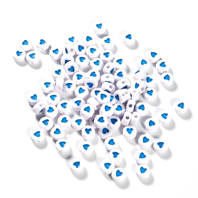 Colored Heart Acrylic Flat Round Beads 7mm Mixed Colors 200pcs 11