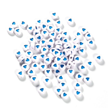 Colored Heart Acrylic Flat Round Beads 7mm Mixed Colors 200pcs 11