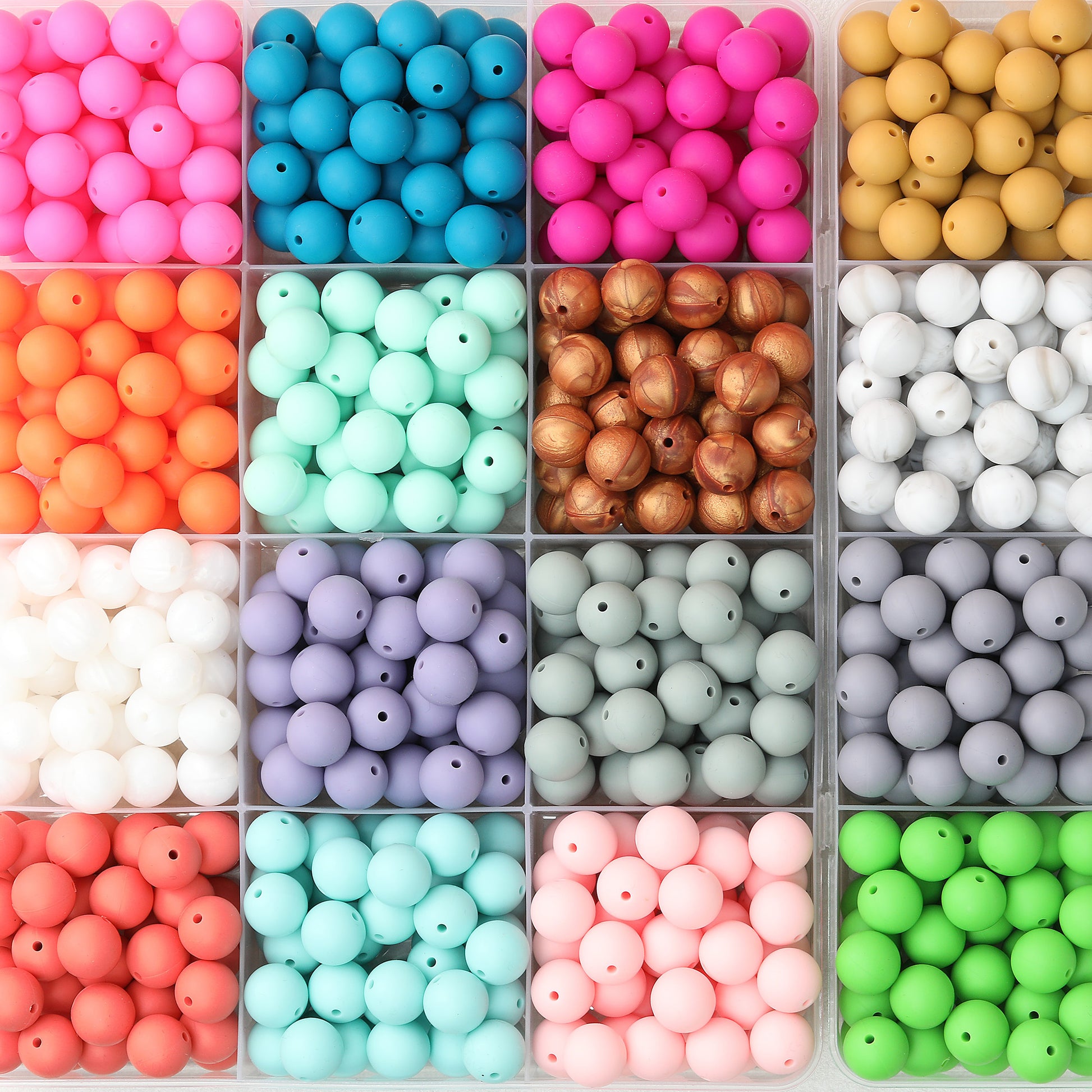 50pcs 15mm Solid Color Round Silicone Beads-32 Colors（33-64）