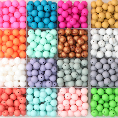 50pcs 15mm Solid Color Round Silicone Beads-32 Colors（33-64）