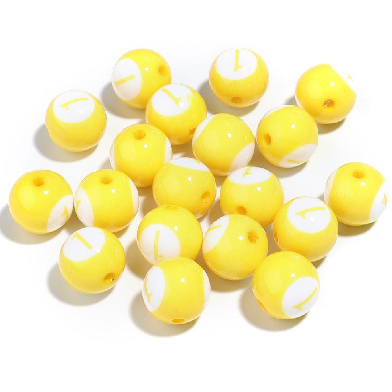 Colored Billiard Ball Round Acrylic Beads 16mm Glossy 10pcs 6