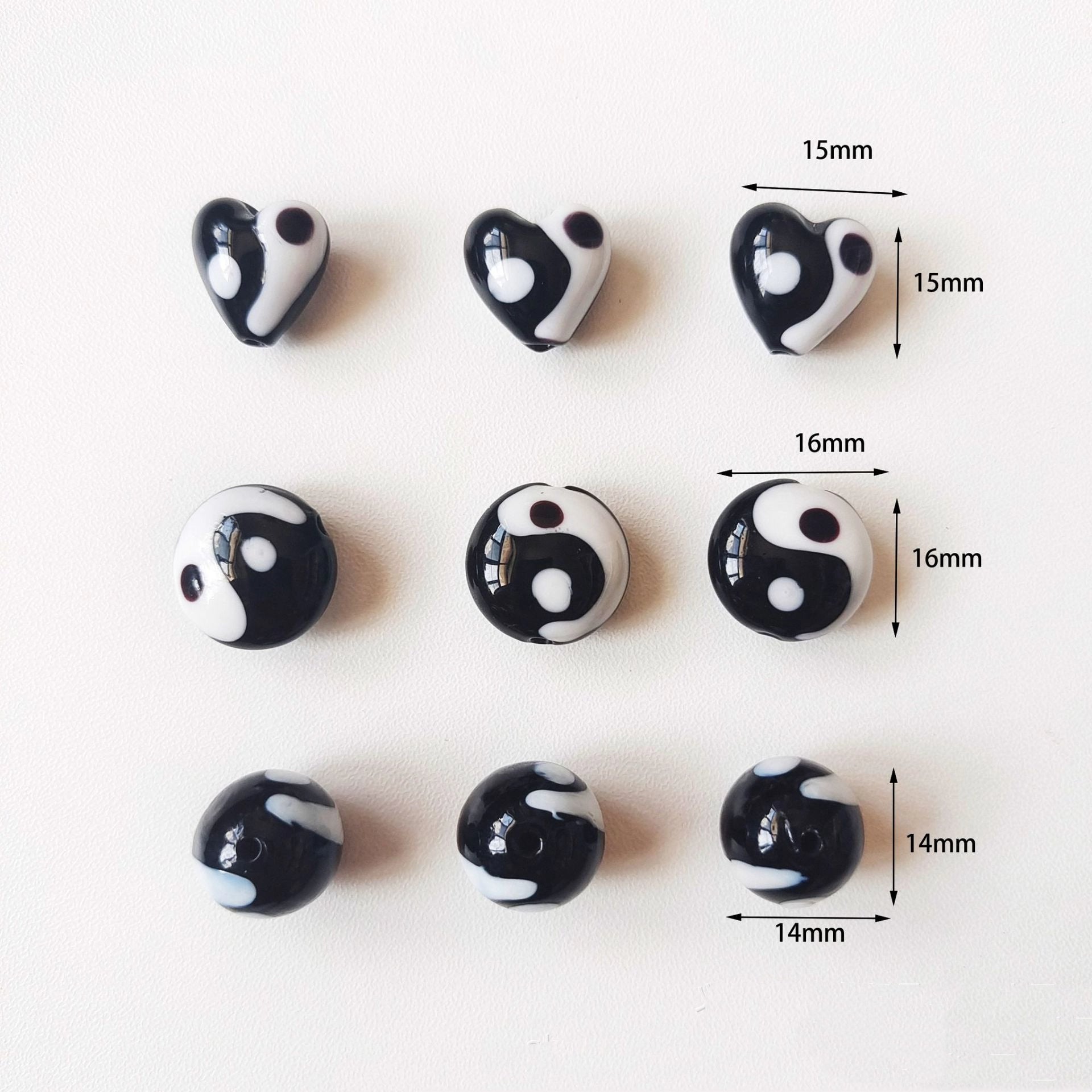 Lampwork Glass Beads Multi Shaped Evil Eye Handmade Blue Black 10pcs 4