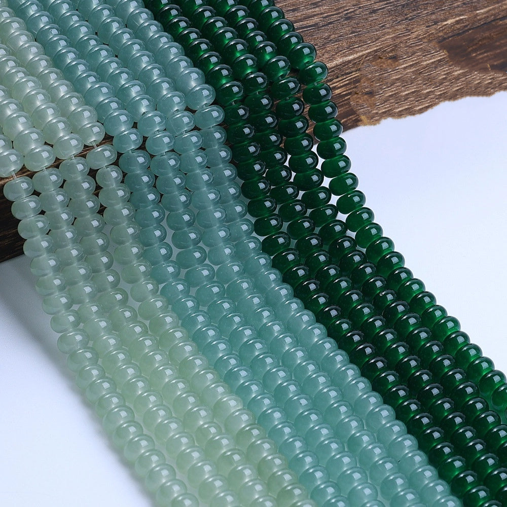Glass Rondelle Spacer Beads 8mm Semi Transparent Imitation Jade 100pcs