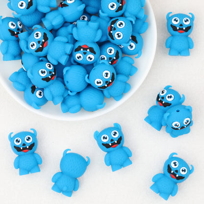 Blue Monster 3D Silicone Focal Beads 20pcs