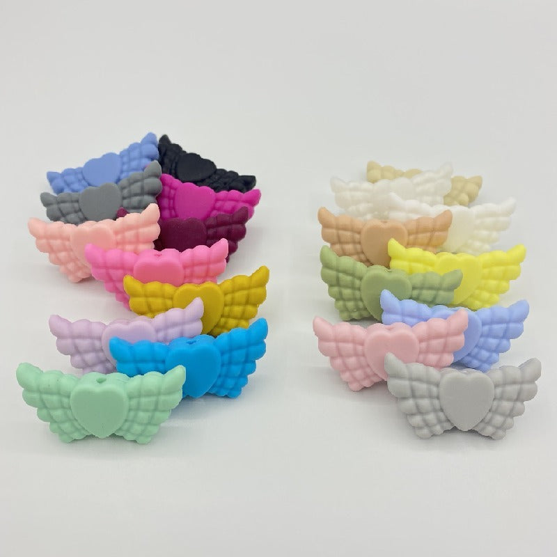 Wing Silicone Beads Mixed Colors 20pcs 2
