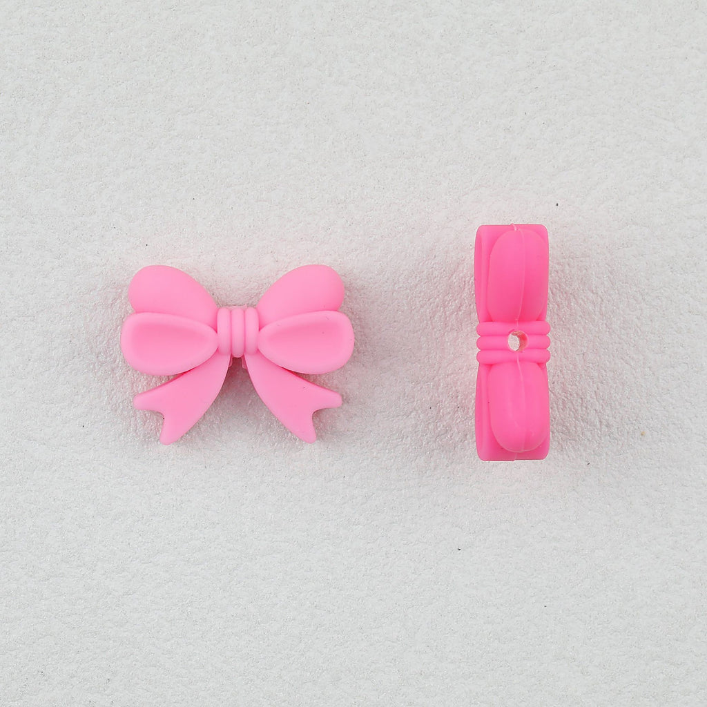 Bow Shape Silicone Beads with Vertical Hole 20pcs