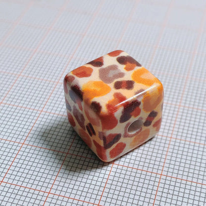 Square Acrylic Beads 15.27mm Mild Winter Color Grid Star Pattern 10pcs 9
