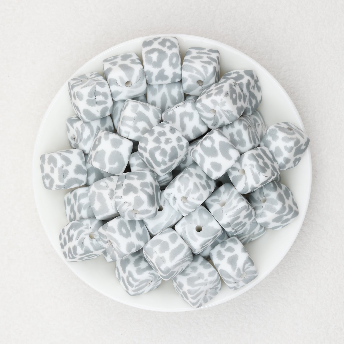 13.5mm Square Leopard Print Silicone Beads 50pcs 3