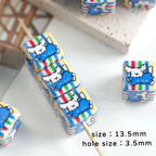 Square Acrylic Beads 13.5mm Cheerful Puppy Printed 10pcs 3