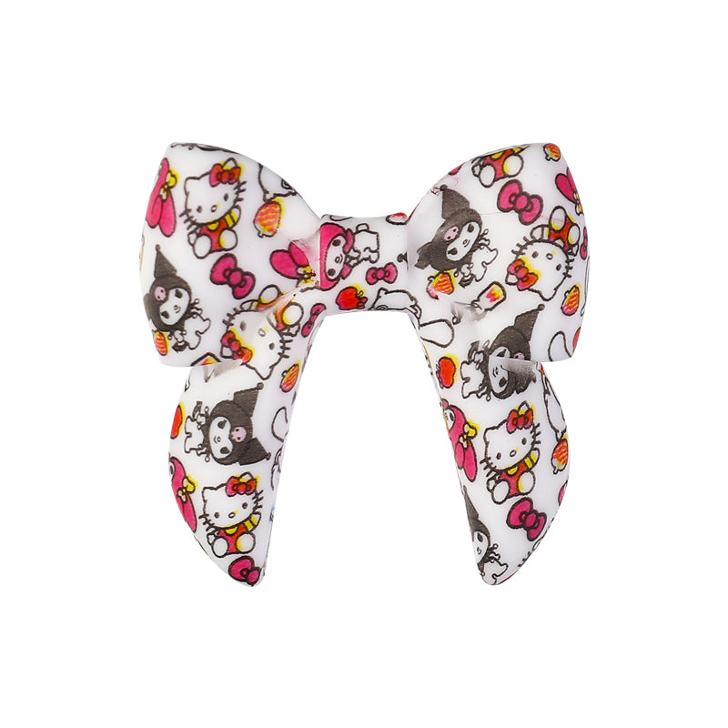 10pcs 3D Bow Printed Silicone Focal Beads