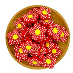 Silicone Focal Beads Plaid Floral Red Center Yellow Gingham 20pcs 3