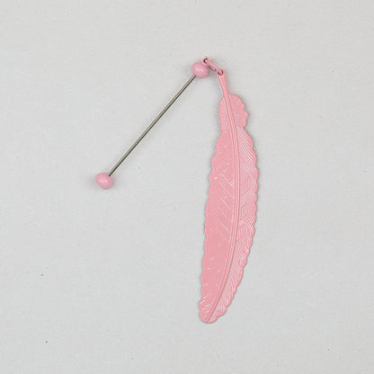 Beadable Feather Bookmarks Metal Colorful Detailed 13g - Candy Pink