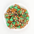 3D Gingerbread Silicone Focal Beads Wholesale, Green Knit Hat Christmas Design