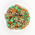 3D Gingerbread Silicone Focal Beads Wholesale, Green Knit Hat Christmas Design