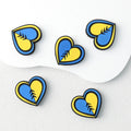 Yellow Blue Heart Silicone Focal Beads 20 pcs
