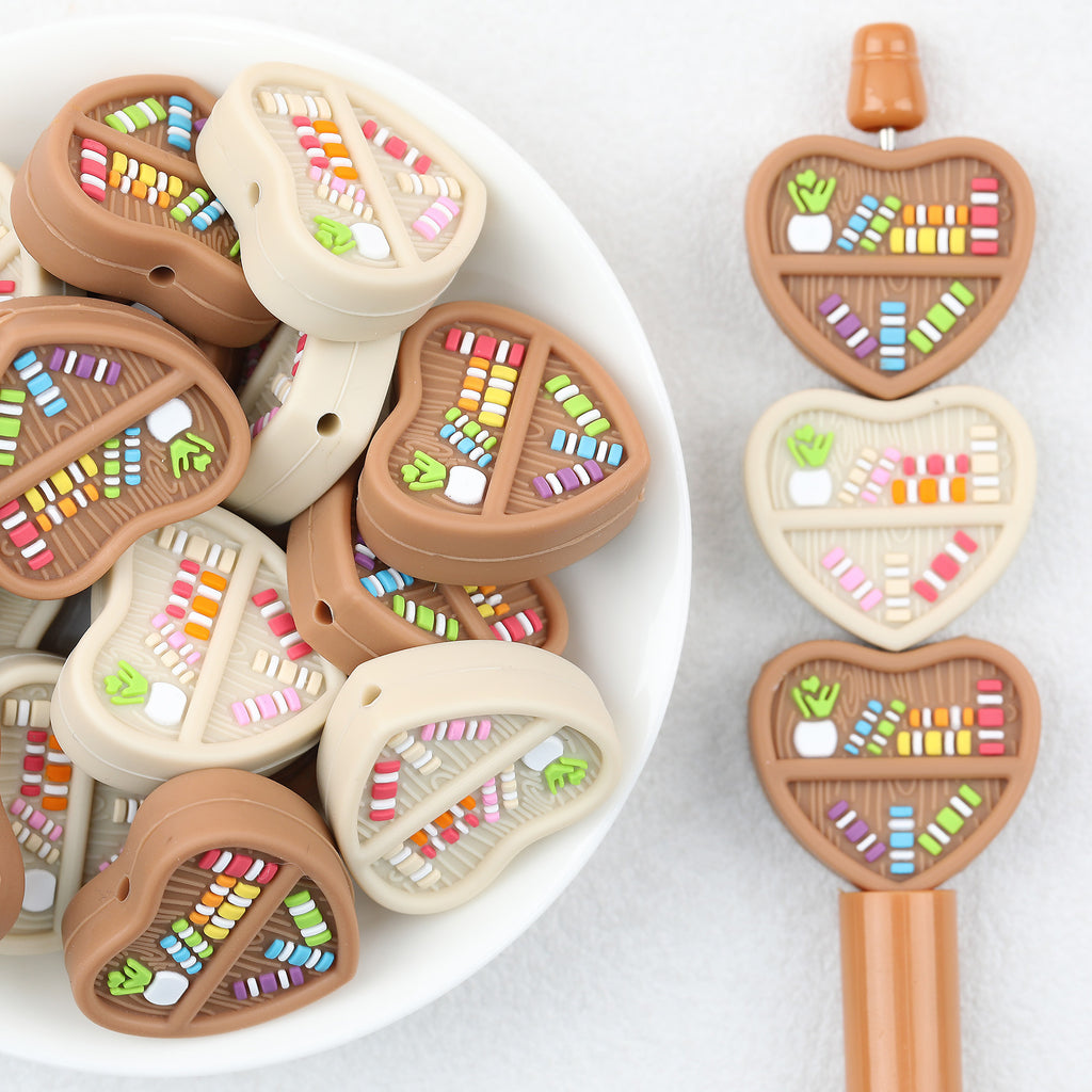 3D Heart Shaped  Bookshelf Silicone Focal Beads 20Pcs 