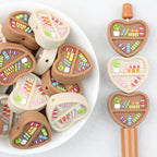 3D Heart Shaped  Bookshelf Silicone Focal Beads 20Pcs 