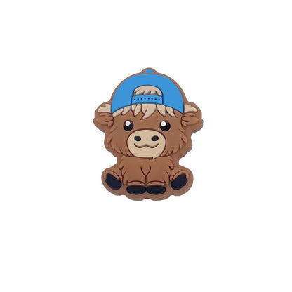 Silicone Focal Beads Highland Cow Boy Girl With Bow And Cap 20pcs 9