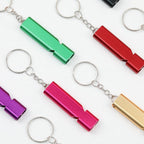 Survival Whistle Keychain Flat Aluminum Alloy Double Tube Self Defense