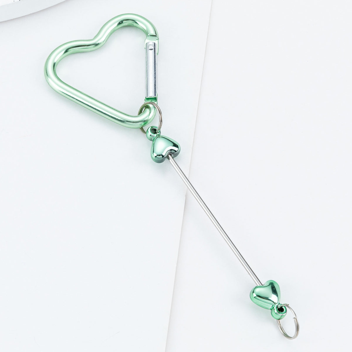 Beadable Metal Carabiners Heart-shaped With Bars