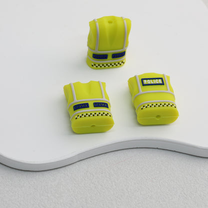 3D Safety Yellow Police Vest Silicone Focal Beads Reflective 20pcs 2