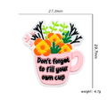Silicone Focal Beads Pink Flower Cup Don Forget Text 20pcs