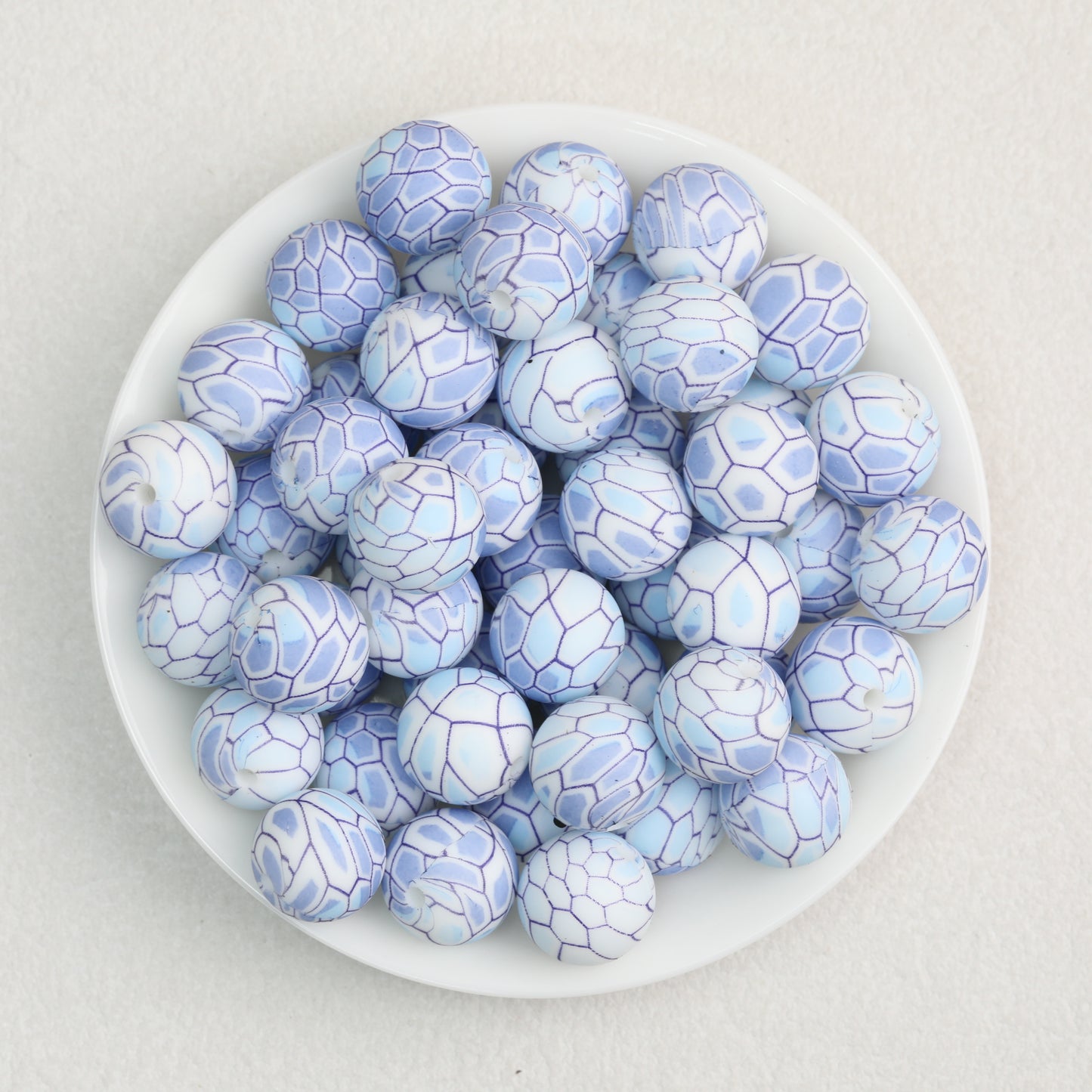 15mm Patterned Silicone Round Beads Geometric Printed Designs 50pcs 4