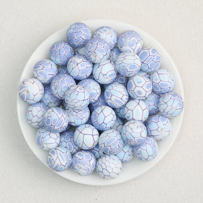 15mm Patterned Silicone Round Beads Geometric Printed Designs 50pcs 4